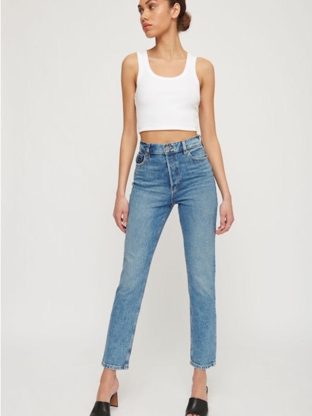 Dynamite Rosie Classic High-Rise Straight Leg Jeans in Light Blue